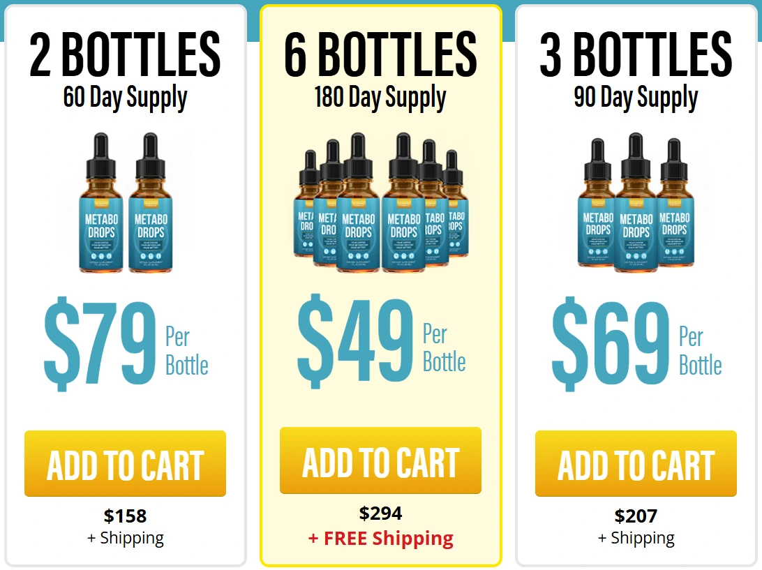 Metabo Drops pricing packages: 2 bottles, 4 bottles and 10 bottles